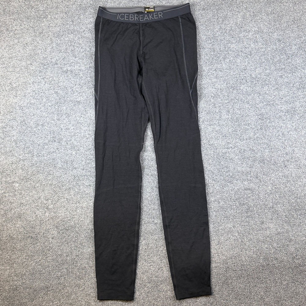 Icebreaker Merino 150 Zone Base Layer Leggings Mens M Black Thermal Pants